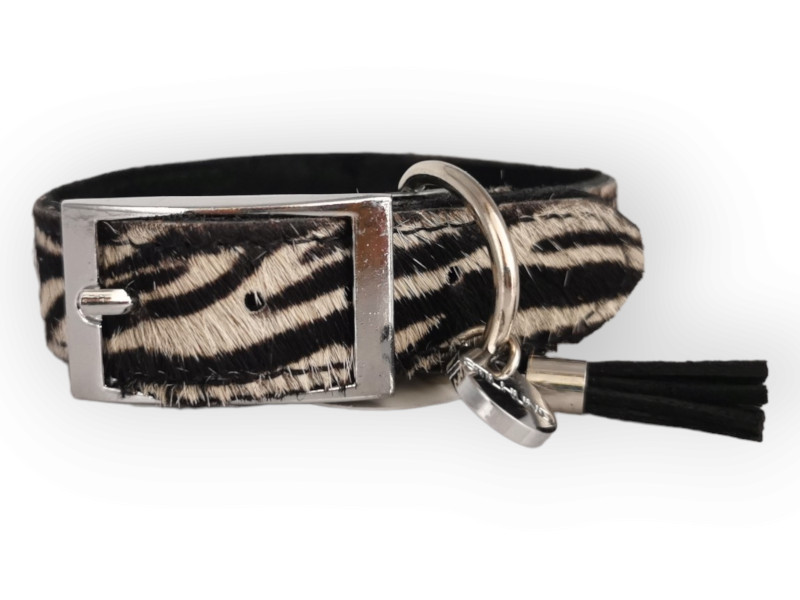 Hundehalsband mit Fell | Zebra