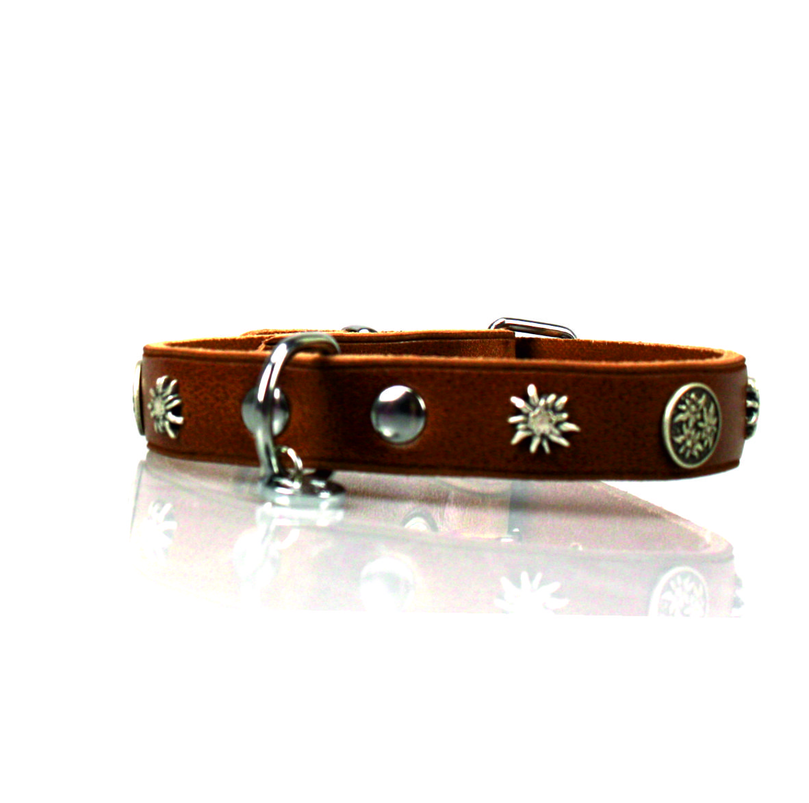 Lederhalsband Edelweiss &  Brosche